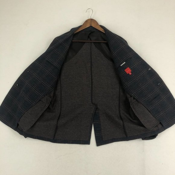 RED Saks Fifth Avenue Men's Size Large Blue Rust Wool Blend Blazer Jacket - Picture 10 of 12